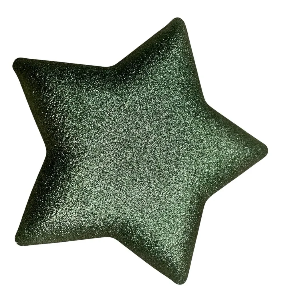 Akcam Green Glitter Star Shaped Glass Christmas Appetizer Plates 7